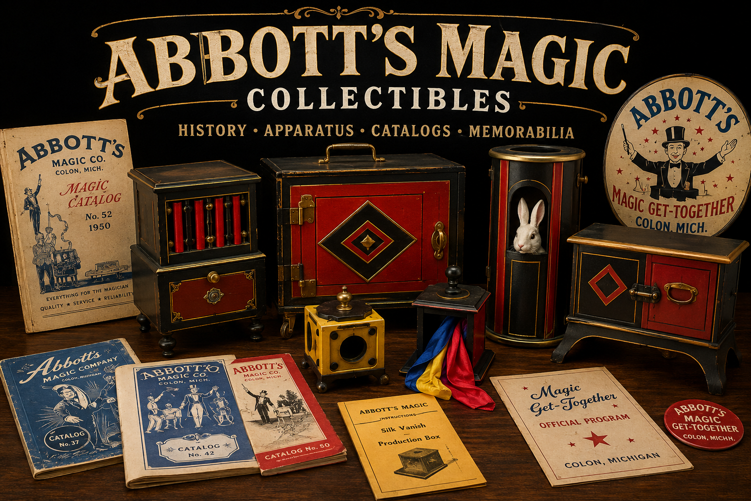Explore abbotts magic collectibles vintage apparatus company history craftsmanship notable props collector appeal for building a meaningful collection | magic trick collection