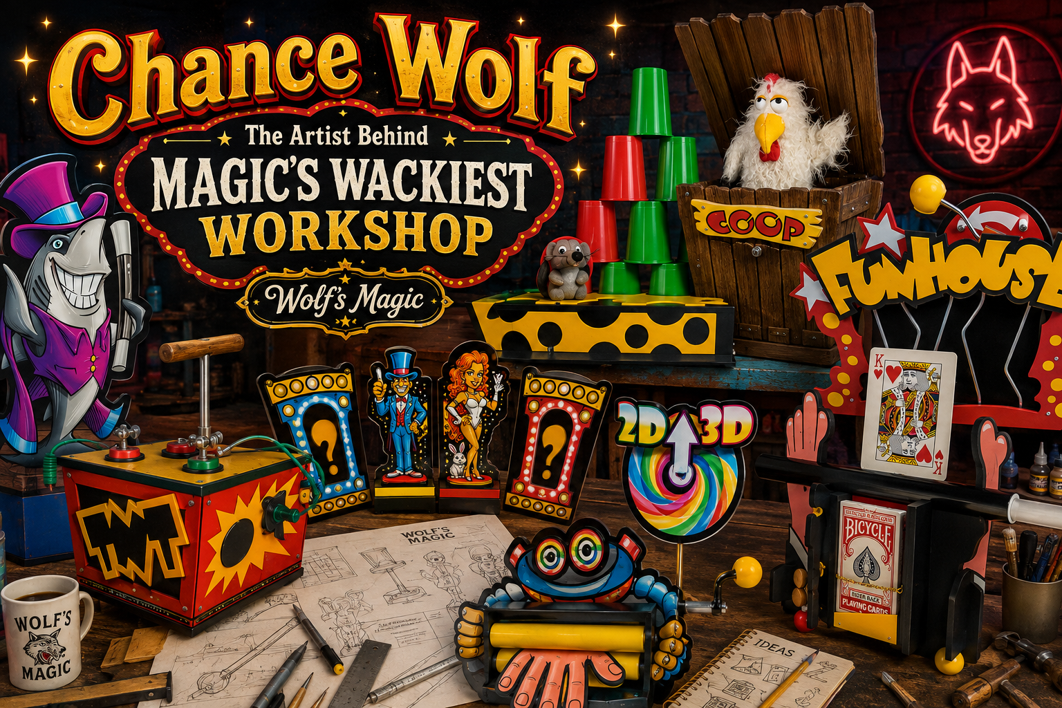 Chance wolf blends 40+ years as a comic artist with hand crafted magic Explore wolfs magics current vaulted and limited edition creations | magic trick collection