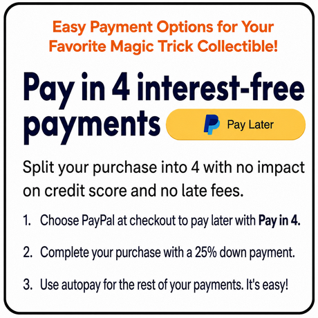 Pay in 4: split purchases into 4 interest-free payments with PayPal Pay Later; no credit impact, no late fees; steps: choose PayPal at checkout, 25% down, use autopay.