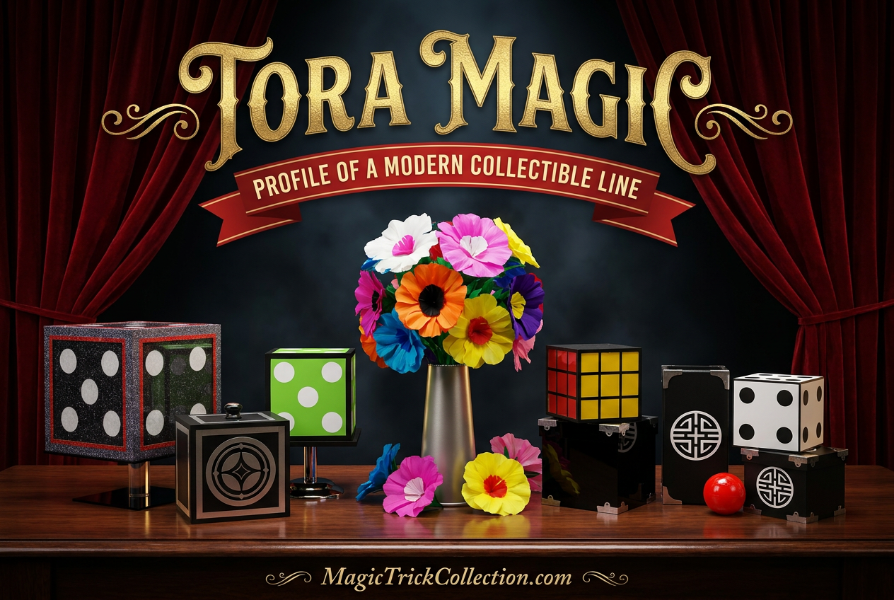 Tora magic modern collectible line featured props including dice flowers and stage tricks | magic trick collection